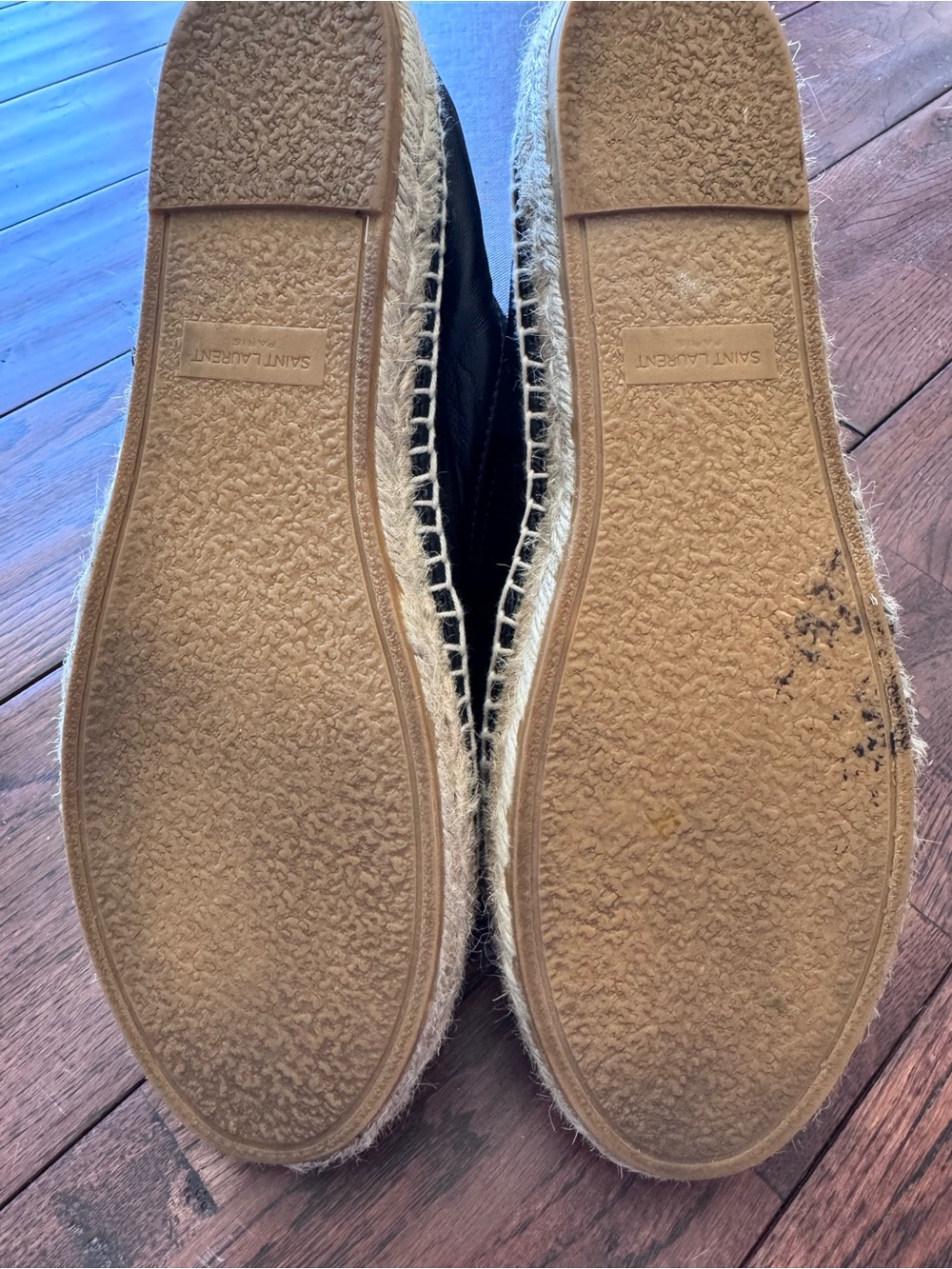 Saint Laurent YSL Women’s Monogrammed Black Leather Espadrilles EU 38 Authentic - Picture 2 of 9